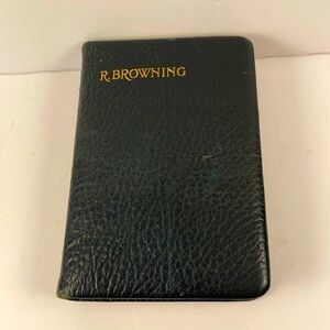 POEMS of Robert browning leather bond 1925 black textured gilt page edges